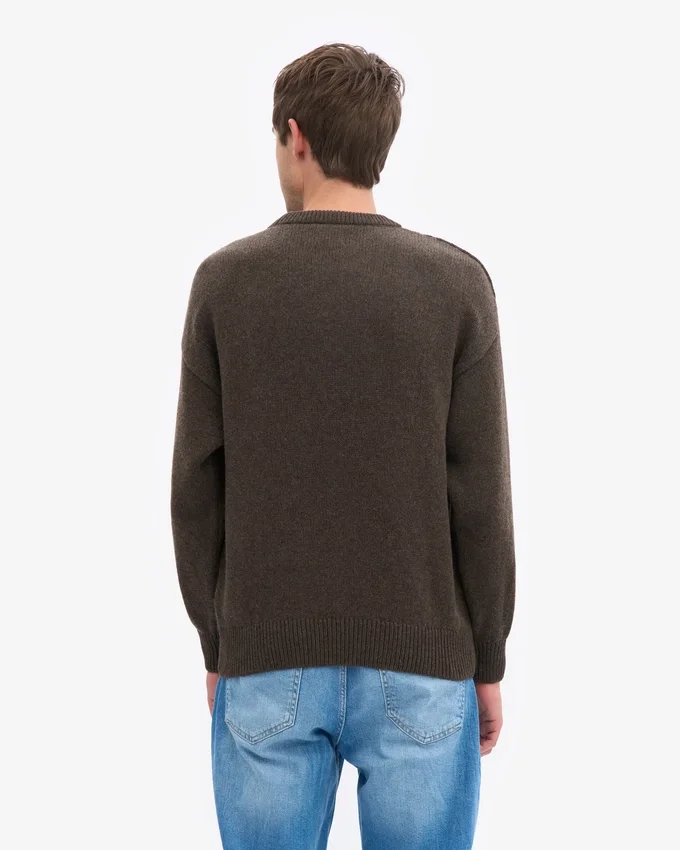 Oversized-Pullover aus Merinowolle – Kaffeebraun