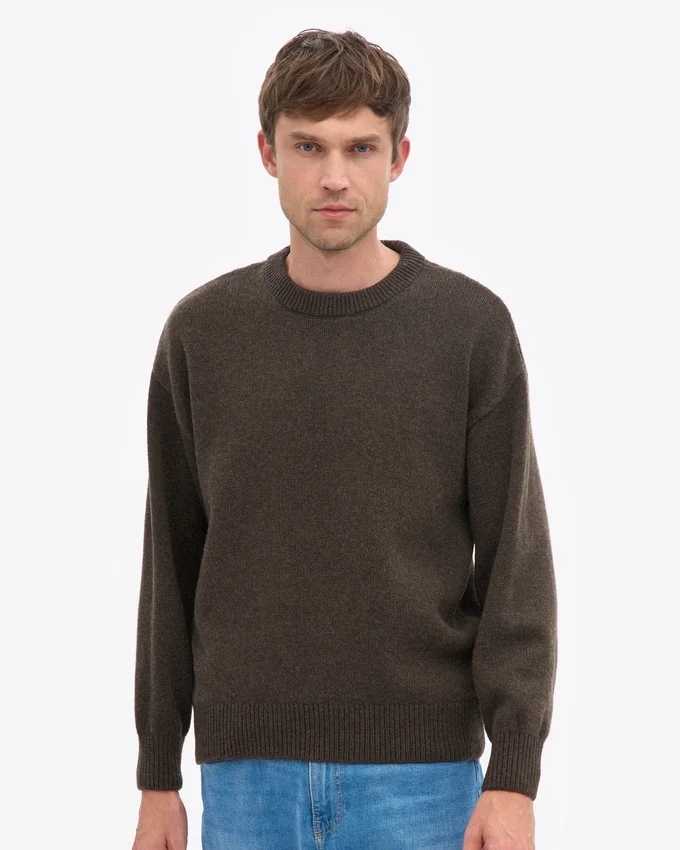 Oversized-Pullover aus Merinowolle – Kaffeebraun