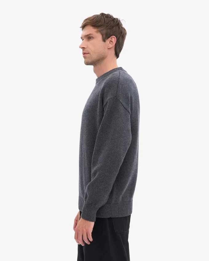 Oversized-Pullover aus Merinowolle – Lavagrau