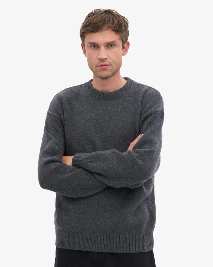 Oversized-Pullover aus Merinowolle – Lavagrau