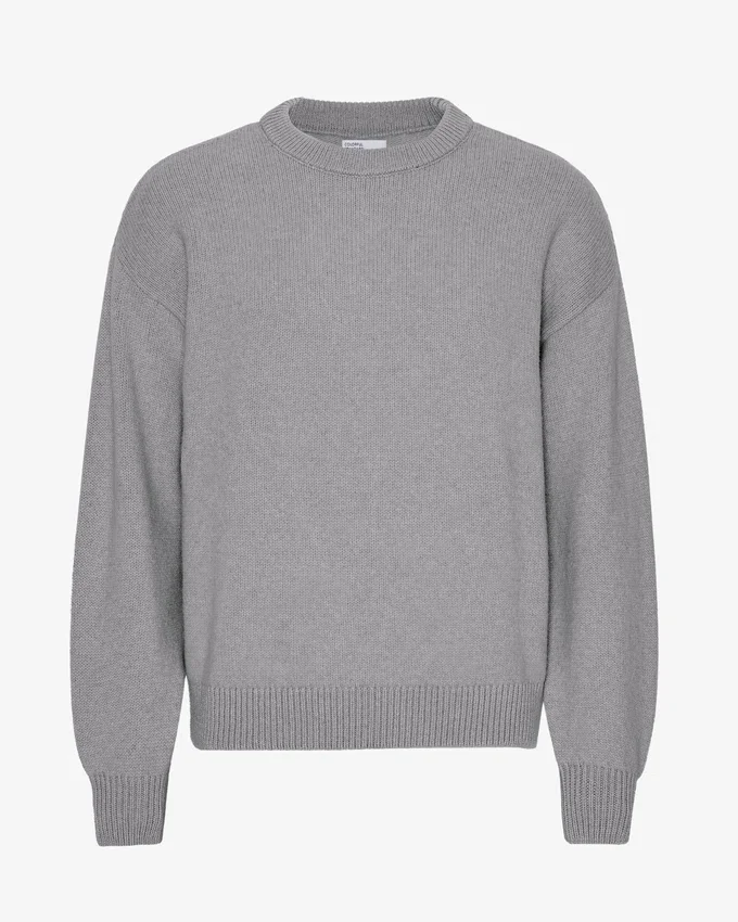 Oversized-Pullover aus Merinowolle – Meliertes Grau