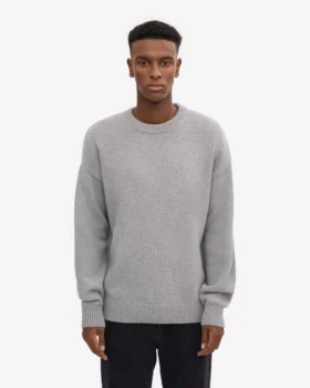 Oversized-Pullover aus Merinowolle – Meliertes Grau