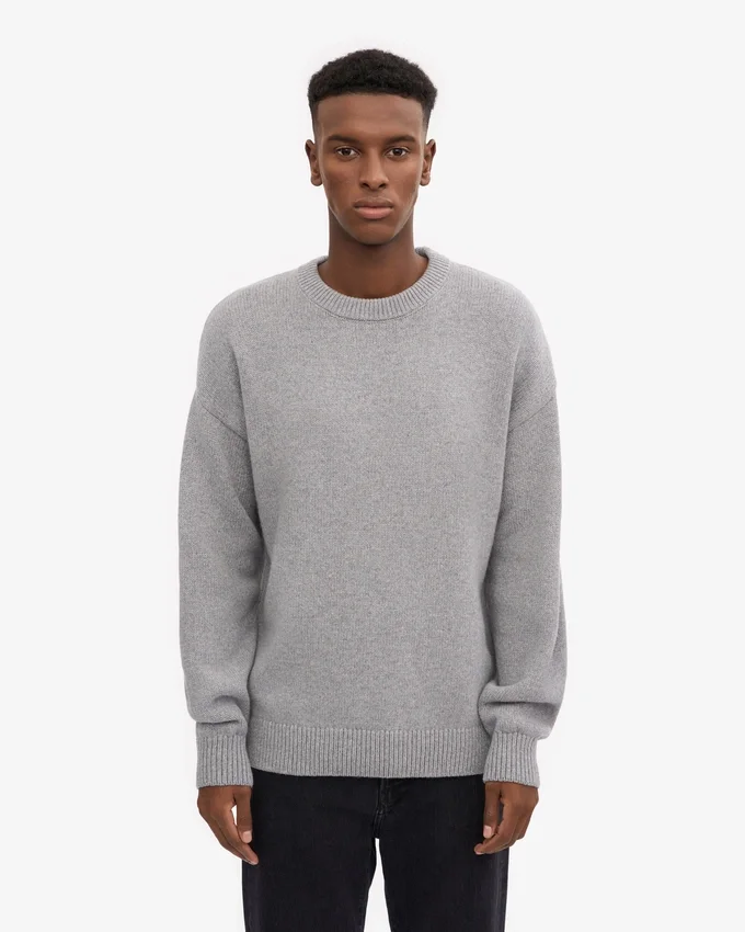 Oversized-Pullover aus Merinowolle – Meliertes Grau