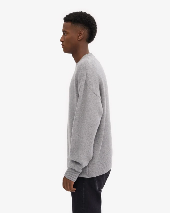 Oversized-Pullover aus Merinowolle – Meliertes Grau
