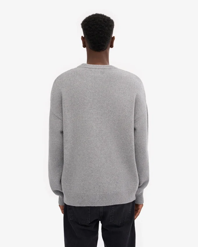 Oversized-Pullover aus Merinowolle – Meliertes Grau