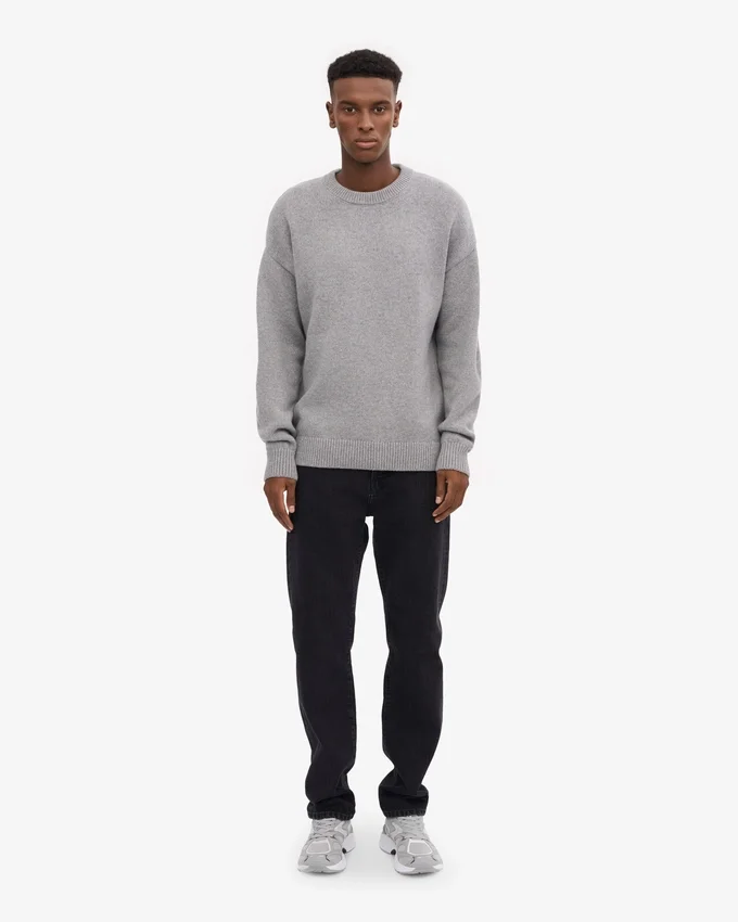 Oversized-Pullover aus Merinowolle – Meliertes Grau