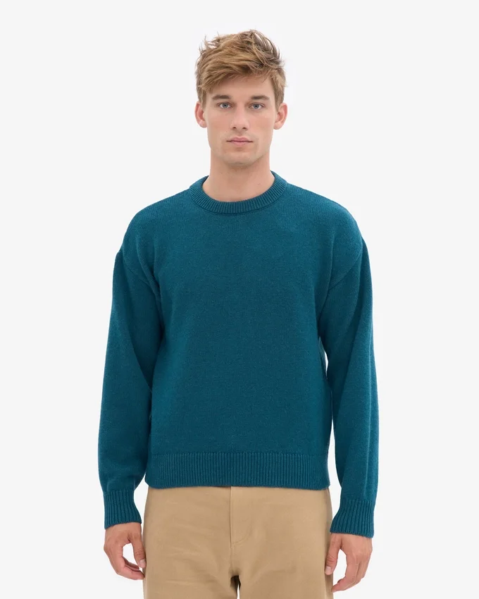 Oversized-Pullover aus Merinowolle – Ozeangrün