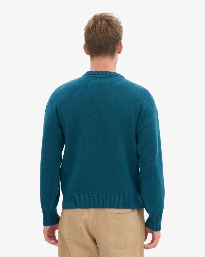 Oversized-Pullover aus Merinowolle – Ozeangrün