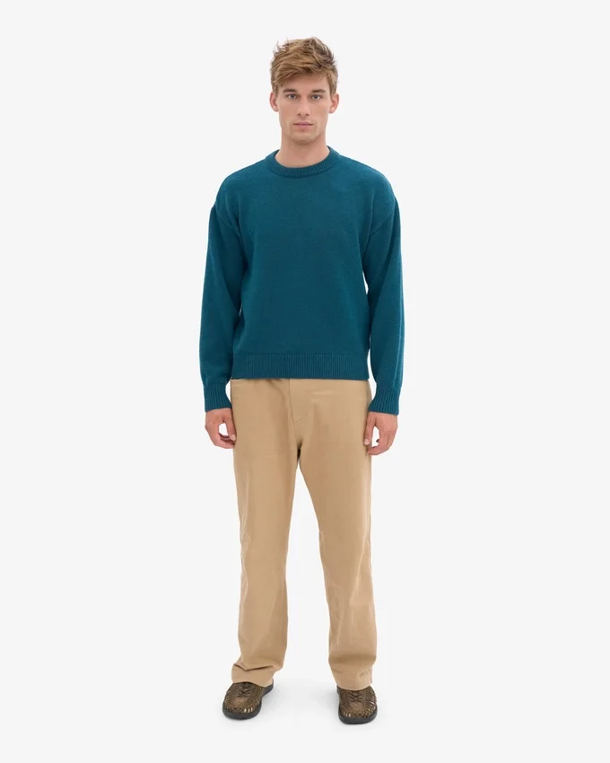 Oversized-Pullover aus Merinowolle – Ozeangrün