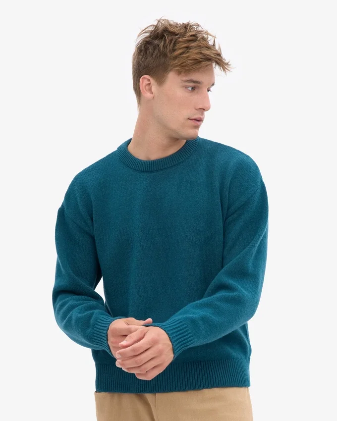 Oversized-Pullover aus Merinowolle – Ozeangrün