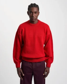Oversized-Pullover aus Merinowolle – Scharlachrot