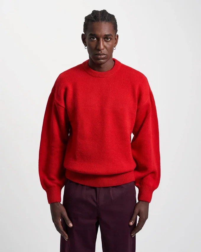 Oversized-Pullover aus Merinowolle – Scharlachrot