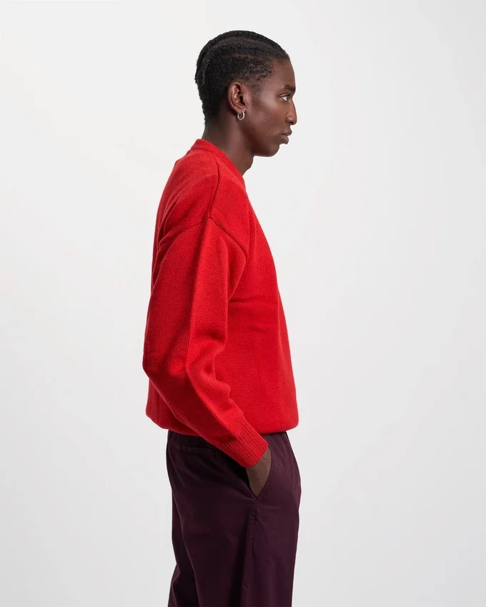 Oversized-Pullover aus Merinowolle – Scharlachrot
