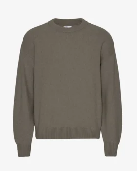 Oversized-Pullover aus Merinowolle – Staubiges Olivgrün