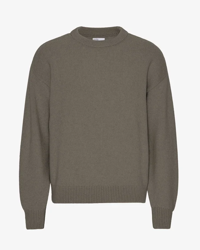 Oversized-Pullover aus Merinowolle – Staubiges Olivgrün