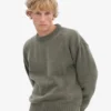 Oversized-Pullover aus Merinowolle – Staubiges Olivgrün