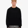 Oversized-Pullover aus Merinowolle – Tiefschwarz