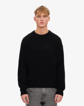 Oversized-Pullover aus Merinowolle – Tiefschwarz