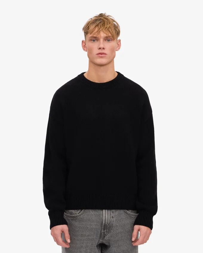 Oversized-Pullover aus Merinowolle – Tiefschwarz