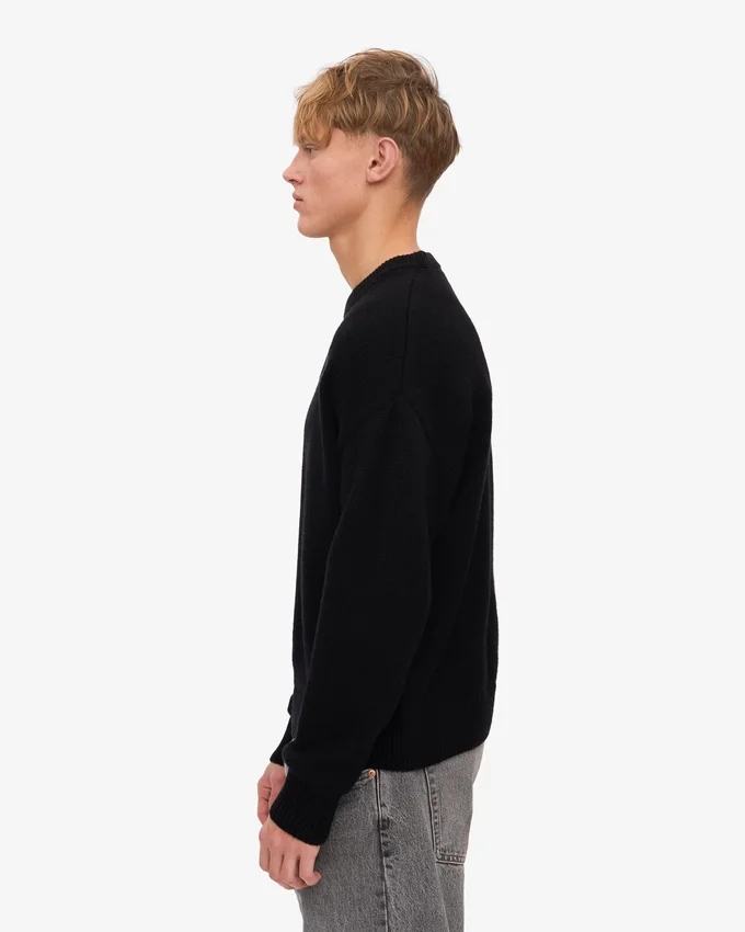 Oversized-Pullover aus Merinowolle – Tiefschwarz