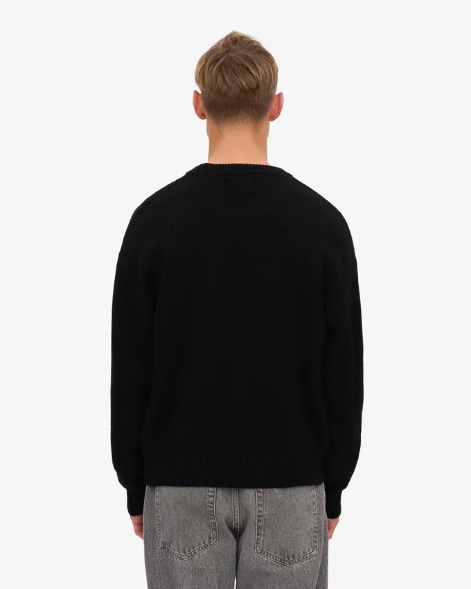 Oversized-Pullover aus Merinowolle – Tiefschwarz