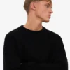 Oversized-Pullover aus Merinowolle – Tiefschwarz