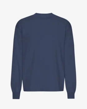 Oversized-T-Shirt aus Bio-Baumwolle mit langem Arm – Petrolblau