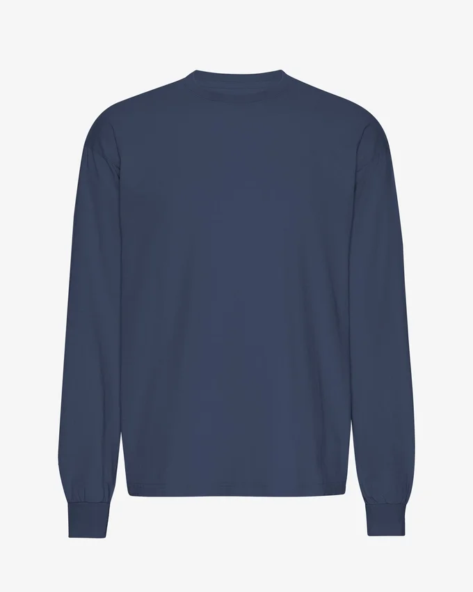 Oversized-T-Shirt aus Bio-Baumwolle mit langem Arm – Petrolblau