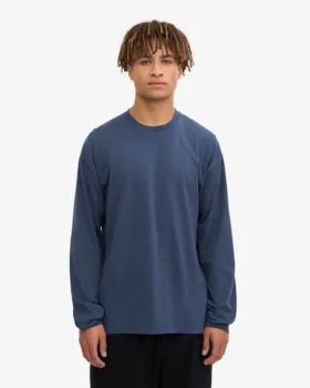 Oversized-T-Shirt aus Bio-Baumwolle mit langem Arm – Petrolblau