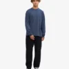 Oversized-T-Shirt aus Bio-Baumwolle mit langem Arm – Petrolblau
