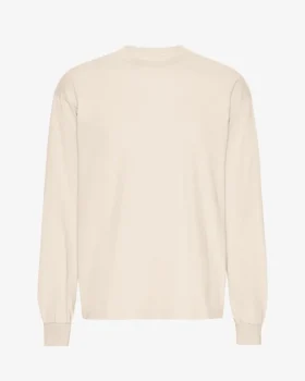 Oversized-T-Shirt aus Bio-Baumwolle mit langen Ärmeln – Elfenbeinweiß