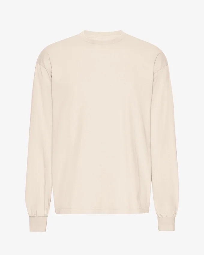 Oversized-T-Shirt aus Bio-Baumwolle mit langen Ärmeln – Elfenbeinweiß