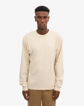 Oversized-T-Shirt aus Bio-Baumwolle mit langen Ärmeln – Elfenbeinweiß
