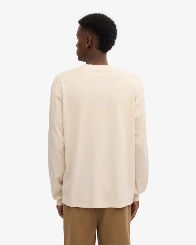 Oversized-T-Shirt aus Bio-Baumwolle mit langen Ärmeln – Elfenbeinweiß