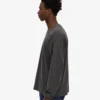 Oversized-T-Shirt aus Bio-Baumwolle mit langen Ärmeln – Faded Black