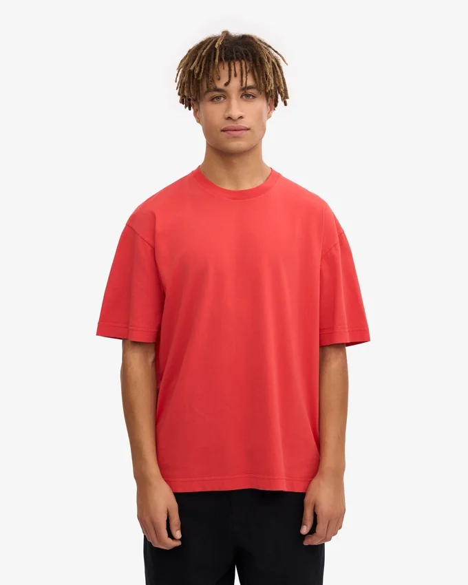 Oversized-T-Shirt aus Bio-Baumwolle – Red Tangerine