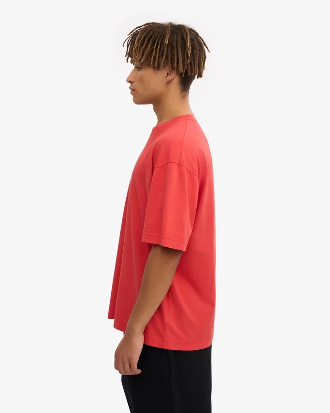 Oversized-T-Shirt aus Bio-Baumwolle – Red Tangerine