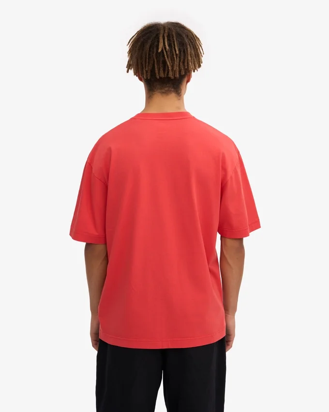 Oversized-T-Shirt aus Bio-Baumwolle – Red Tangerine