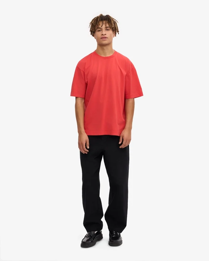 Oversized-T-Shirt aus Bio-Baumwolle – Red Tangerine