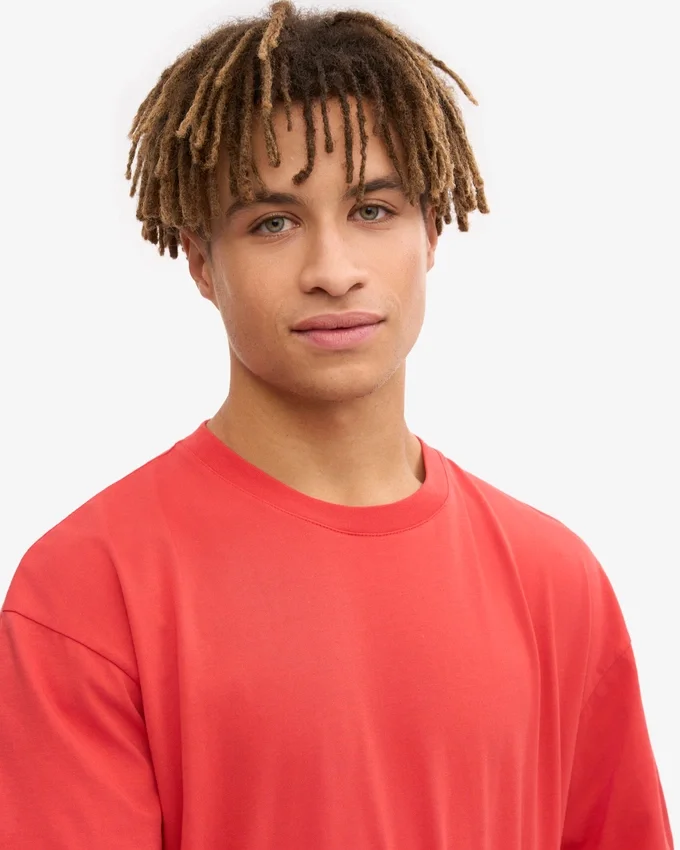 Oversized-T-Shirt aus Bio-Baumwolle – Red Tangerine