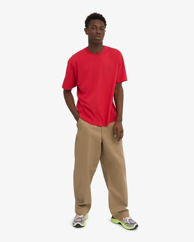 Oversized-T-Shirt aus Bio-Baumwolle – Scharlachrot