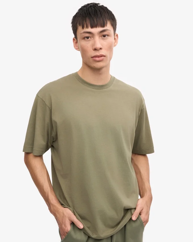 Oversized-T-Shirt aus Bio-Baumwolle – Staubiges Oliv