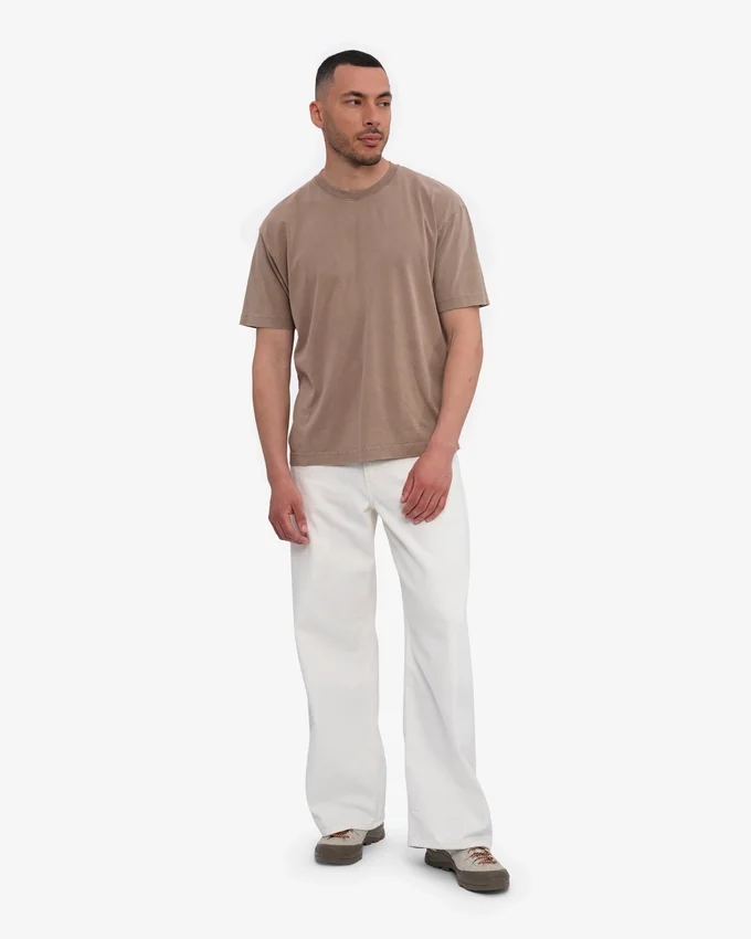 Oversized-T-Shirt aus Bio-Baumwolle – verblasstes Khaki