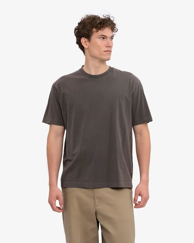 Oversized-T-Shirt aus Bio-Baumwolle – verblasstes Schlammbraun
