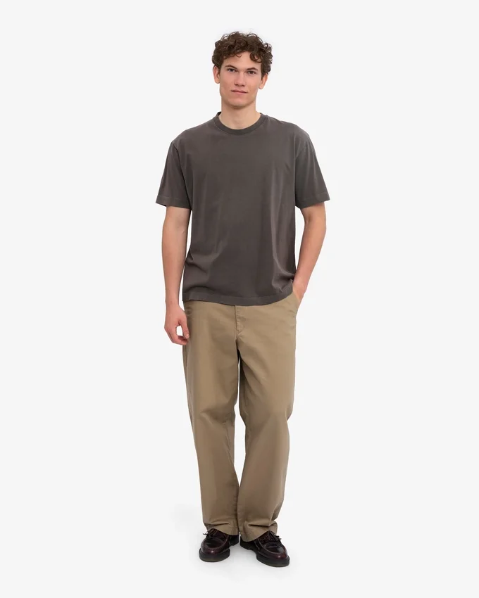 Oversized-T-Shirt aus Bio-Baumwolle – verblasstes Schlammbraun