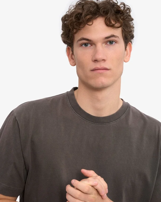 Oversized-T-Shirt aus Bio-Baumwolle – verblasstes Schlammbraun