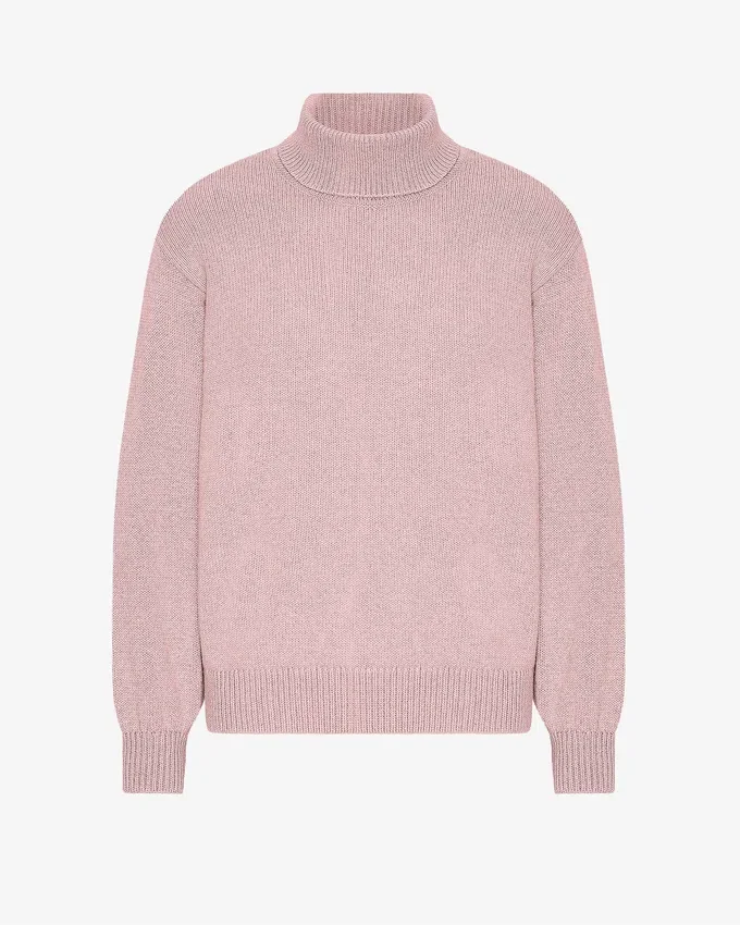 Rollkragenpullover aus Merinowolle – Blassrosa