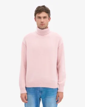Rollkragenpullover aus Merinowolle – Blassrosa