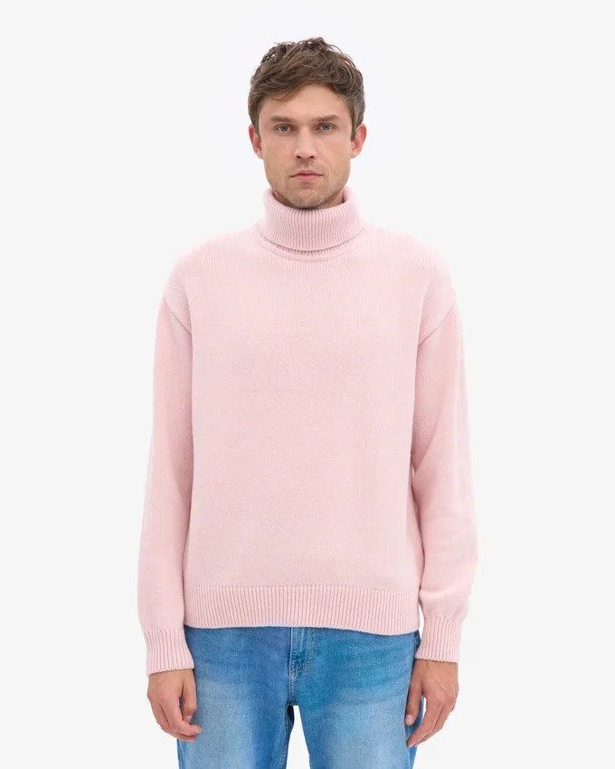 Rollkragenpullover aus Merinowolle – Blassrosa