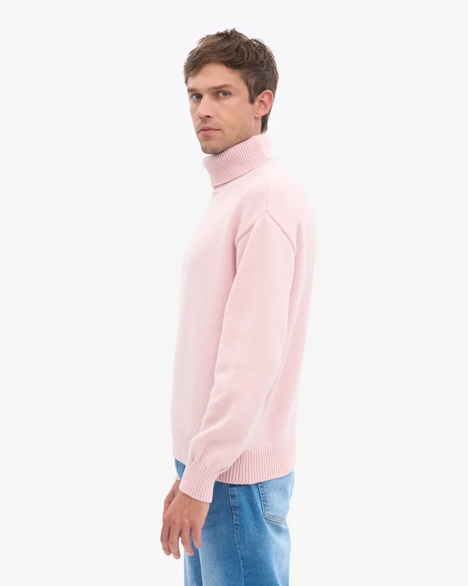 Rollkragenpullover aus Merinowolle – Blassrosa